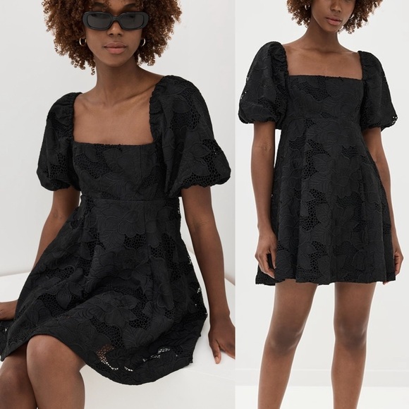 Hill House Dresses & Skirts - Hill House Home Matilda Lace Mini Dress in Black Cotton Lace Sz. Small NWT